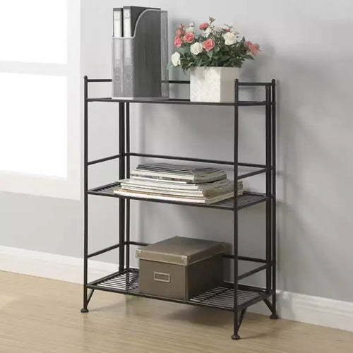 32,5" Scaffale metallico pieghevole a 3 ripiani largo