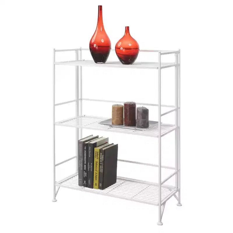 32,5" Scaffale metallico pieghevole a 3 ripiani largo