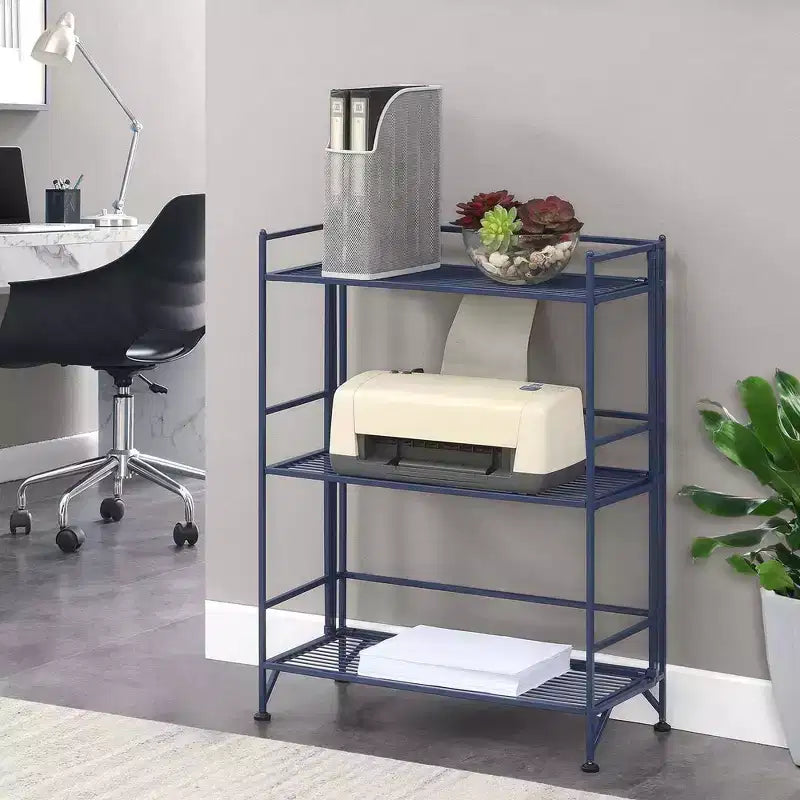 32,5" Scaffale metallico pieghevole a 3 ripiani largo