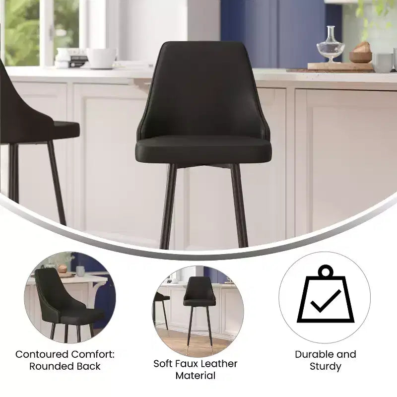 Sgabelli da Pranzo Moderni Imbottiti con Strutture in Metallo e Poggiapiedi con Accenti Cromati