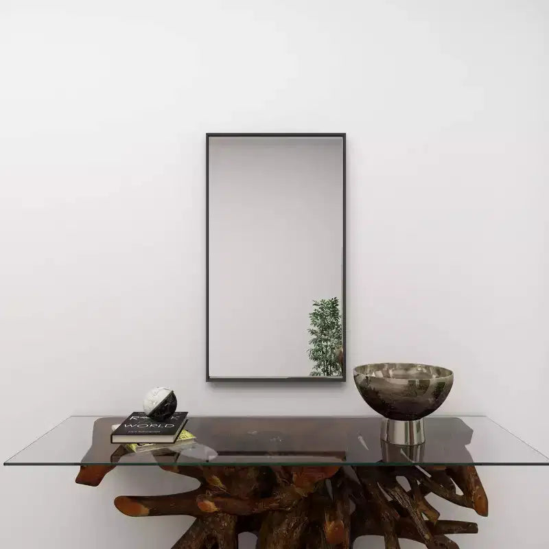 Specchio da Parete Rettangolare Moderno in Legno con Cornice Sottile Minimalista