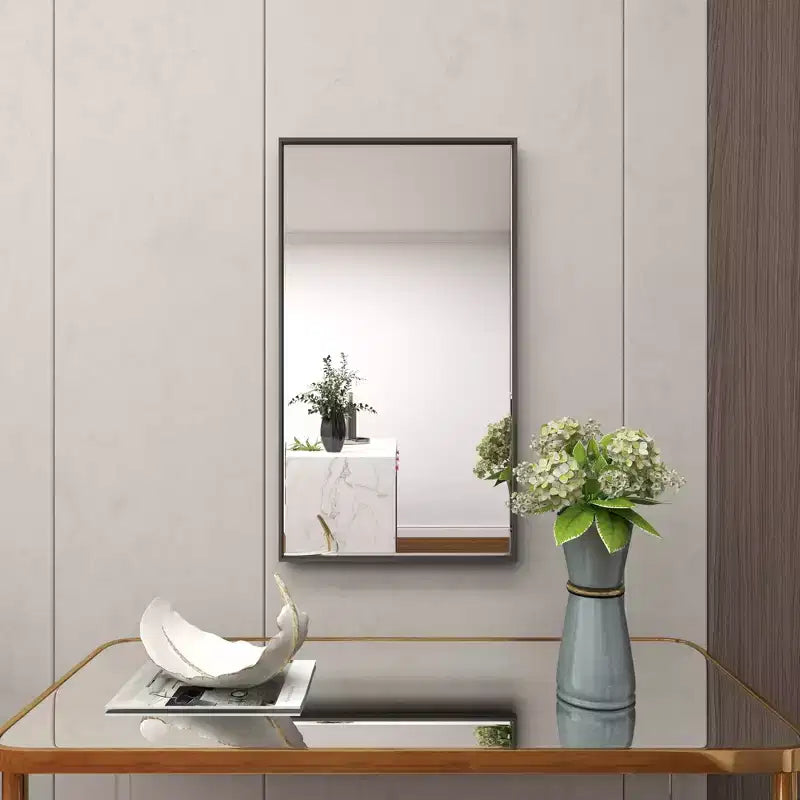 Specchio da Parete Rettangolare Moderno in Legno con Cornice Sottile Minimalista