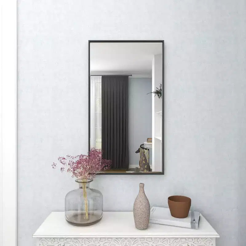 Specchio da Parete Rettangolare Moderno in Legno con Cornice Sottile Minimalista