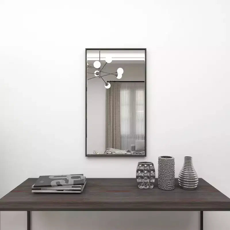Specchio da Parete Rettangolare Moderno in Legno con Cornice Sottile Minimalista