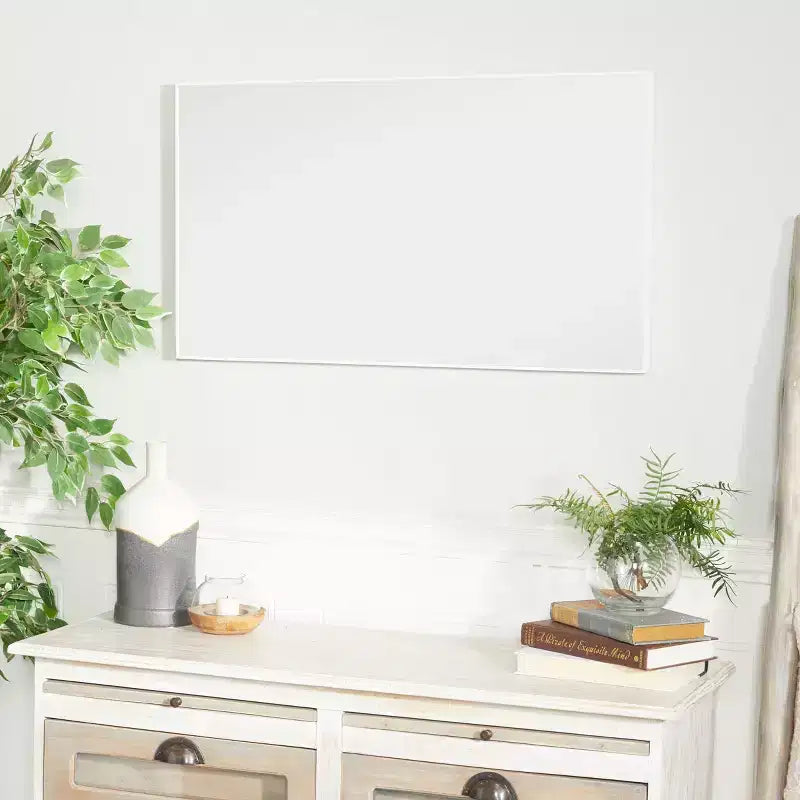 Specchio da Parete Rettangolare Moderno in Legno con Cornice Sottile Minimalista