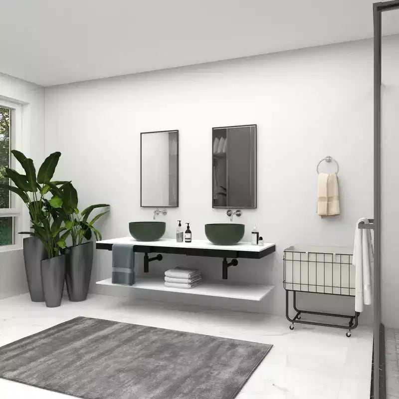 Specchio da Parete Rettangolare Moderno in Legno con Cornice Sottile Minimalista