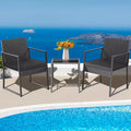 Costway 3pcs Patio Furniture Set Heavy Duty Cushioned Wicker Rattan Chairs Table Outdoor