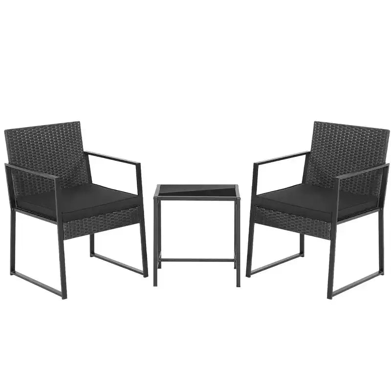 Costway 3pcs Patio Furniture Set Heavy Duty Cushioned Wicker Rattan Chairs Table Outdoor