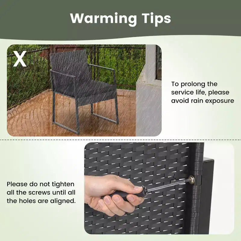 Costway 3pcs Patio Furniture Set Heavy Duty Cushioned Wicker Rattan Chairs Table Outdoor