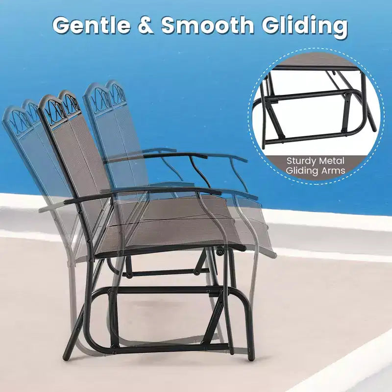 Costway 4pcs Patio Glider Conversation Set Swing Rocking Chair Table Heavy-Duty Outdoor