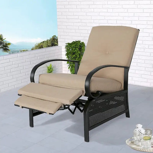 Poltrona Reclinabile Regolabile da Esterno con Cuscino - 38 (P) x 26.5 (L) x 38.5 (A) POLLICI