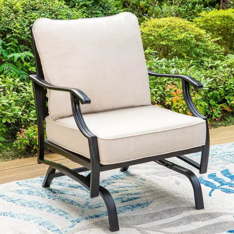 Captiva Designs 5pc XL Metal Outdoor Conversation Set with Rocking Chairs and Ottomans
