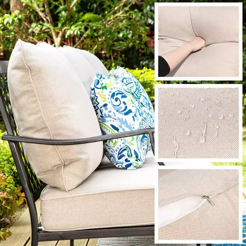 Captiva Designs 5pc XL Metal Outdoor Conversation Set with Rocking Chairs and Ottomans