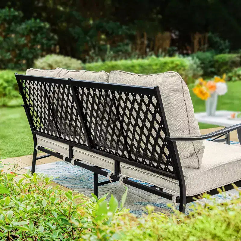 Captiva Designs 5pc XL Metal Outdoor Conversation Set with Rocking Chairs and Ottomans