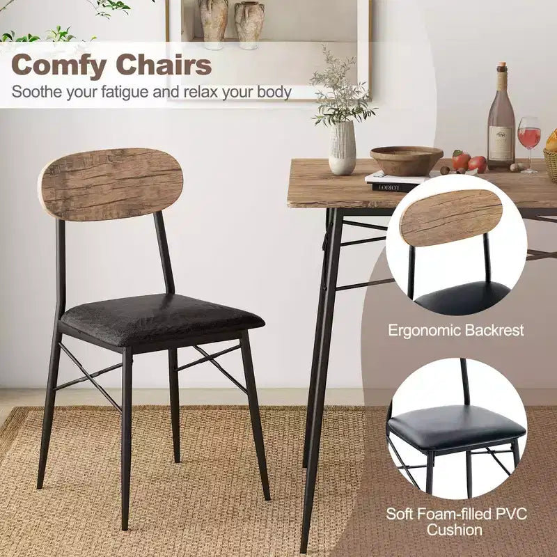 Ensemble de salle à manger 4 pièces Costway avec banc et 2 chaises rembourrées en similicuir pour cuisine