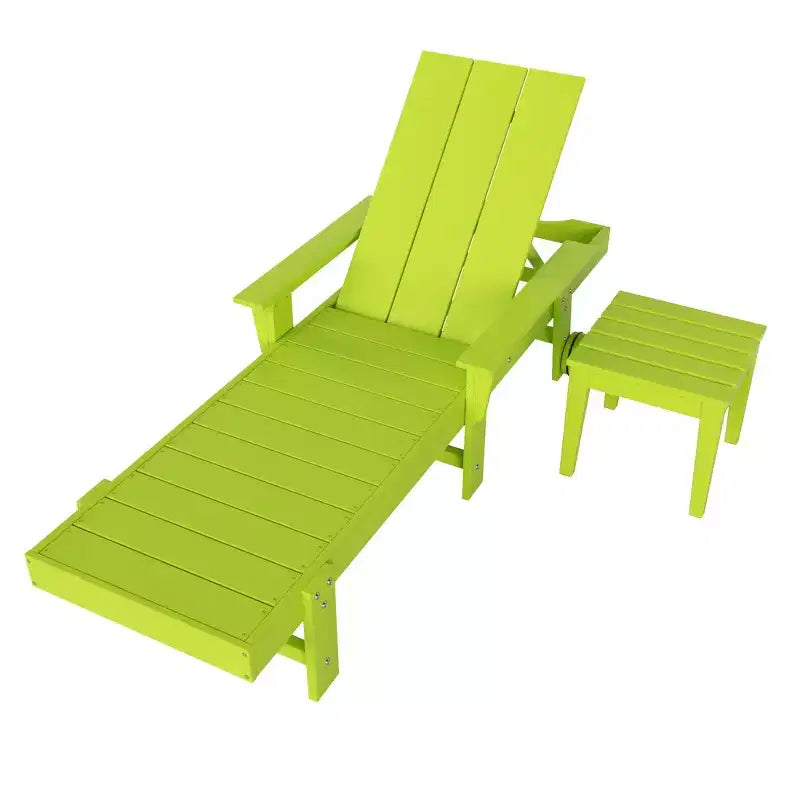 WestinTrends Ashore Modern Reclining Chaise Lounge with Side Table 2-Piece Set