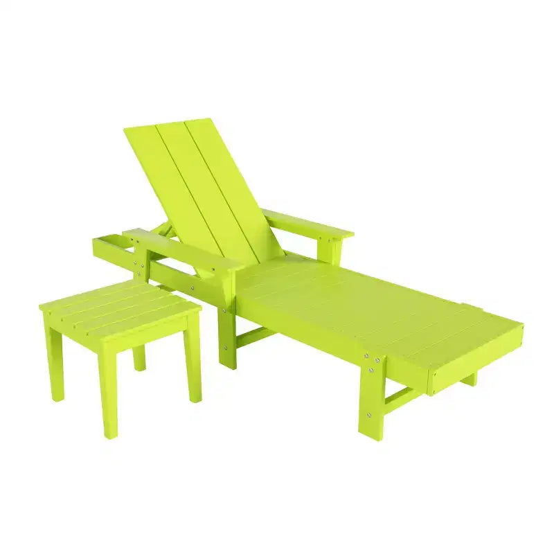 WestinTrends Ashore Modern Reclining Chaise Lounge with Side Table 2-Piece Set