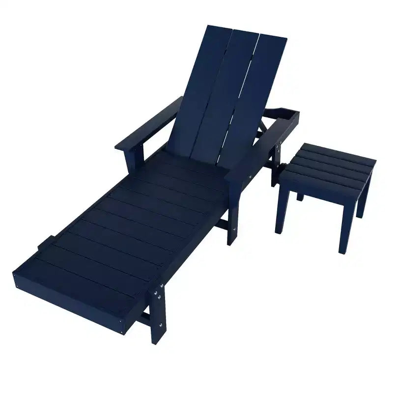 WestinTrends Ashore Modern Reclining Chaise Lounge with Side Table 2-Piece Set