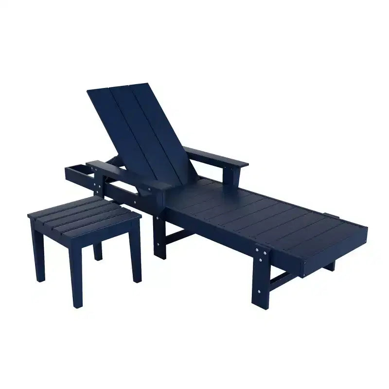 WestinTrends Ashore Modern Reclining Chaise Lounge with Side Table 2-Piece Set