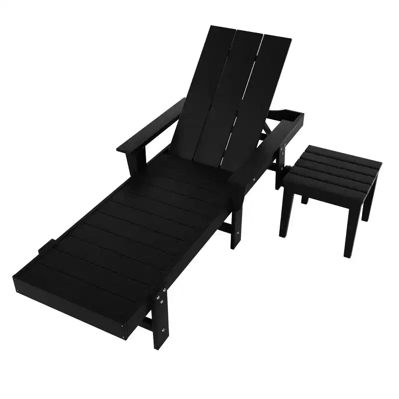 WestinTrends Ashore Modern Reclining Chaise Lounge with Side Table 2-Piece Set