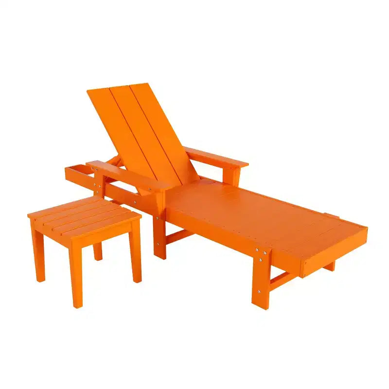 WestinTrends Ashore Modern Reclining Chaise Lounge with Side Table 2-Piece Set