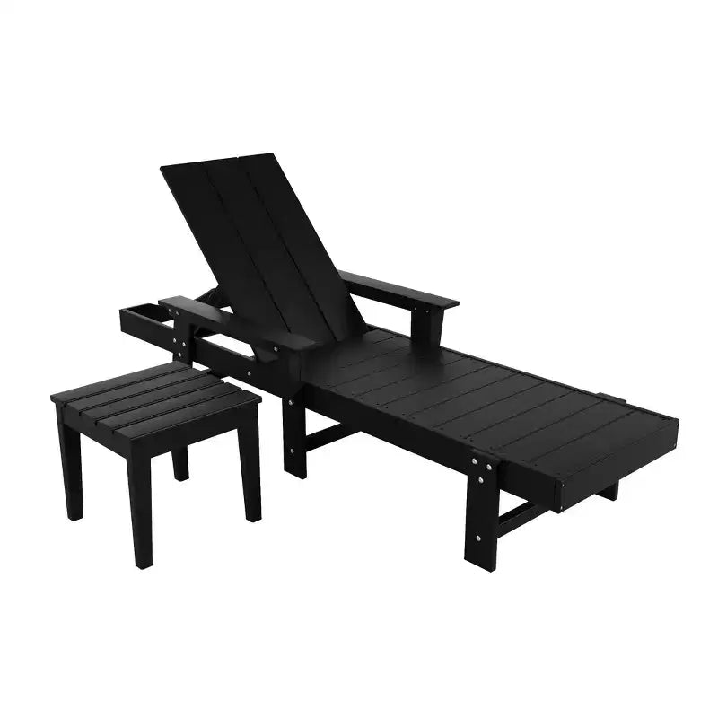 WestinTrends Ashore Modern Reclining Chaise Lounge with Side Table 2-Piece Set