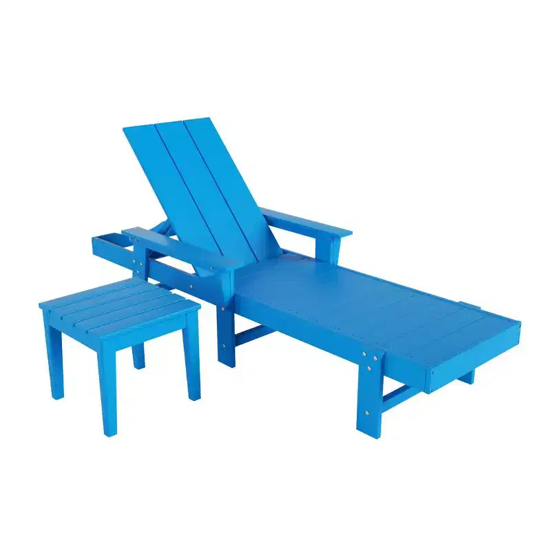 WestinTrends Ashore Modern Reclining Chaise Lounge with Side Table 2-Piece Set