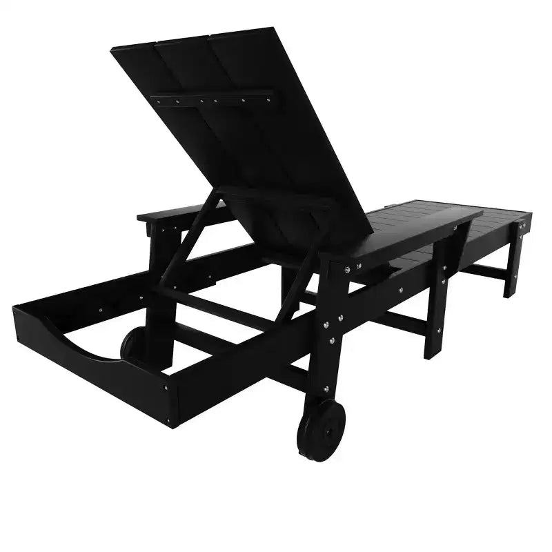 WestinTrends Ashore Modern Reclining Chaise Lounge with Side Table 2-Piece Set