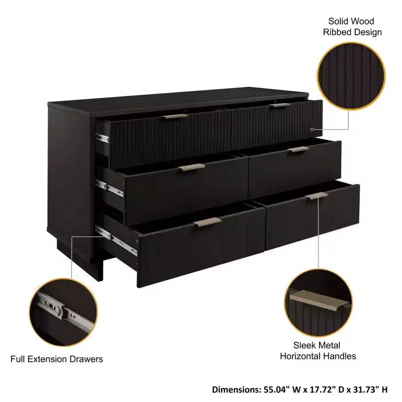 Manhattan Comfort 3pc Granville Chest with Double Dresser and Nightstand Bedroom Set