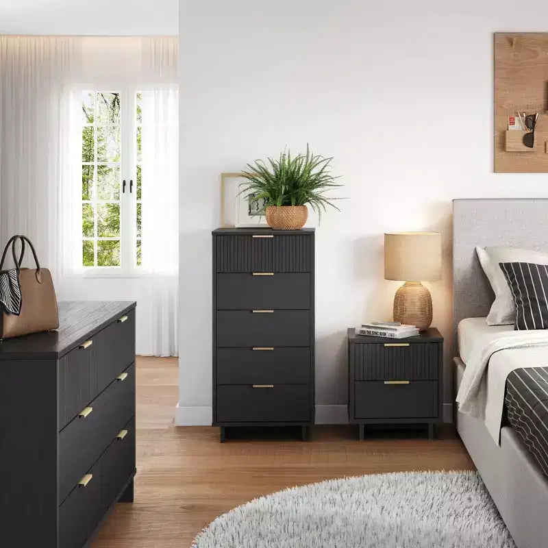 Manhattan Comfort 3pc Granville Chest with Double Dresser and Nightstand Bedroom Set