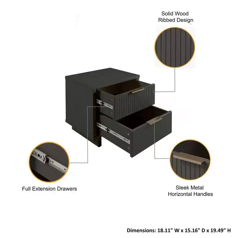 Manhattan Comfort 3pc Granville Chest with Double Dresser and Nightstand Bedroom Set