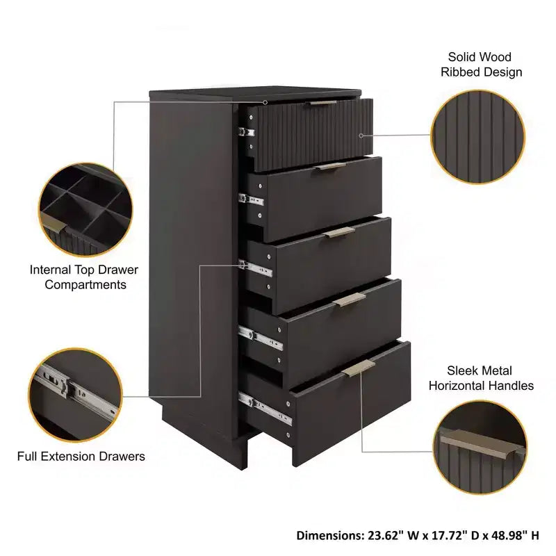 Manhattan Comfort 3pc Granville Chest with Double Dresser and Nightstand Bedroom Set