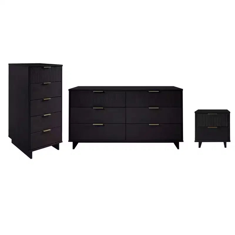Manhattan Comfort 3pc Granville Chest with Double Dresser and Nightstand Bedroom Set