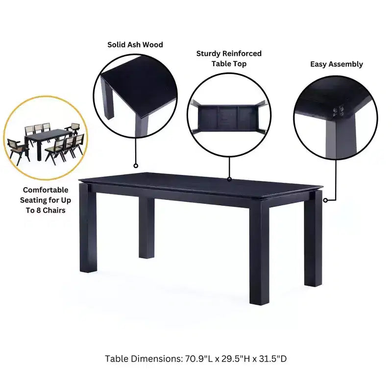 Manhattan Comfort 9pc 70.86" Rockaway and Colbert Rectangle Dining Set