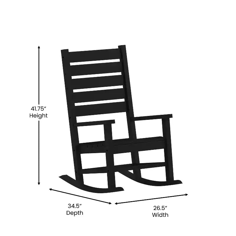 Emma and Oliver 3-Piece Indoor/Outdoor Set with 2 Modern-Style Rocking Chairs with Matching End Table for All-Weather Use