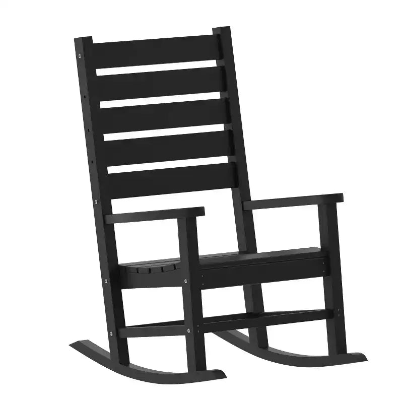 Emma and Oliver 3-Piece Indoor/Outdoor Set with 2 Modern-Style Rocking Chairs with Matching End Table for All-Weather Use