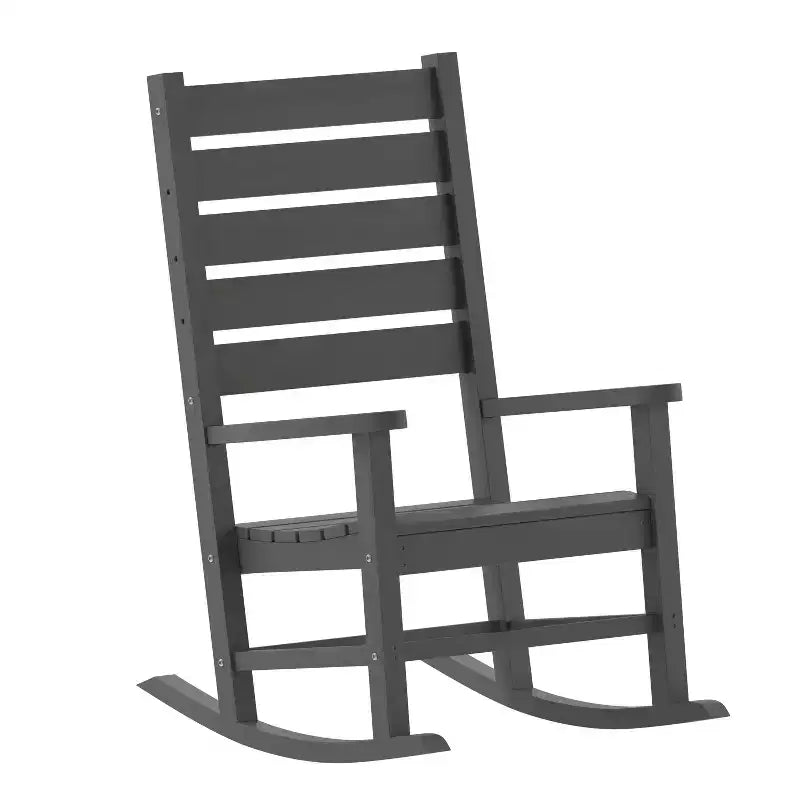 Emma and Oliver 3-Piece Indoor/Outdoor Set with 2 Modern-Style Rocking Chairs with Matching End Table for All-Weather Use