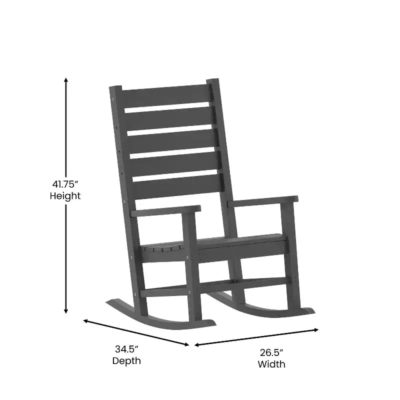 Emma and Oliver 3-Piece Indoor/Outdoor Set with 2 Modern-Style Rocking Chairs with Matching End Table for All-Weather Use