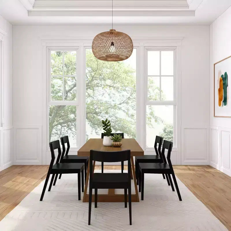 Plank+Beam 72 Classic Solid Wood Dining Table Set, Walnut Wirebrush, + 6 Chairs