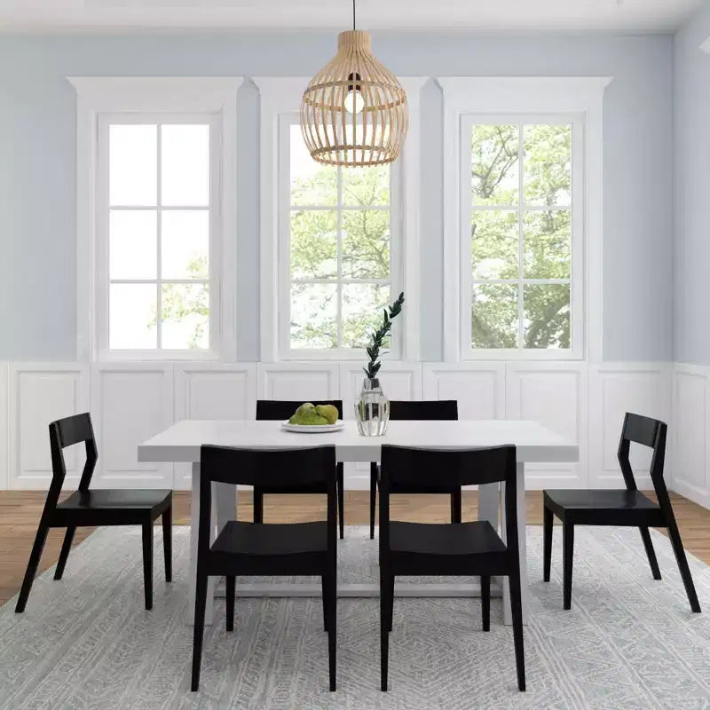 Plank+Beam 72 Classic Solid Wood Dining Table Set, Walnut Wirebrush, + 6 Chairs