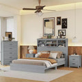 4-Piece Bedroom Sets, Queen Size Vintage Wooden Bed Frame with 2 Nightstands and 1 Dresser 4Q - ModernLuxe