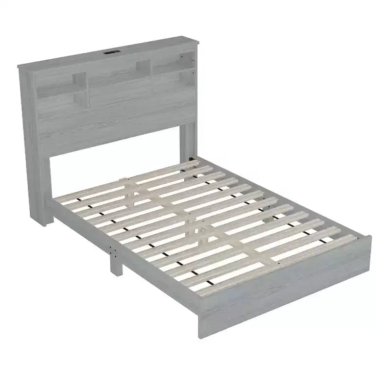 4-Piece Bedroom Sets, Queen Size Vintage Wooden Bed Frame with 2 Nightstands and 1 Dresser 4Q - ModernLuxe