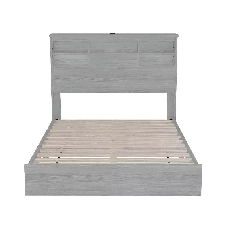4-Piece Bedroom Sets, Queen Size Vintage Wooden Bed Frame with 2 Nightstands and 1 Dresser 4Q - ModernLuxe