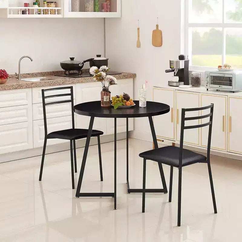 VECELO 3-Piece Dining Table Set, 30 in. H Modern Round Wood Top Accent Table and Chairs for Room and Small Space