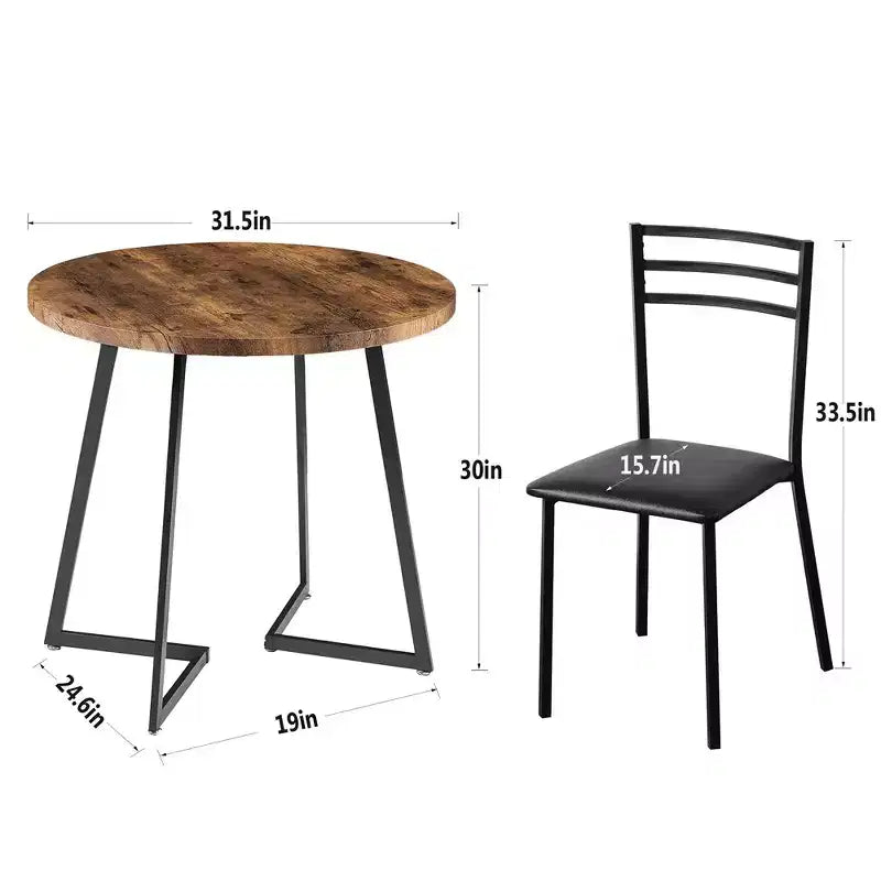 VECELO 3-Piece Dining Table Set, 30 in. H Modern Round Wood Top Accent Table and Chairs for Room and Small Space
