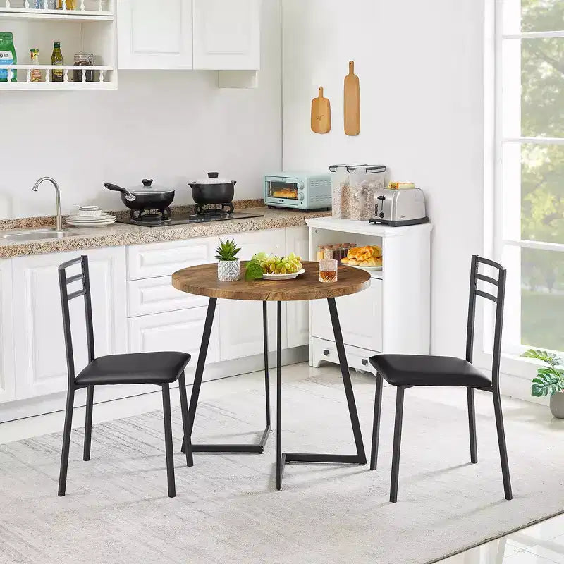 VECELO 3-Piece Dining Table Set, 30 in. H Modern Round Wood Top Accent Table and Chairs for Room and Small Space