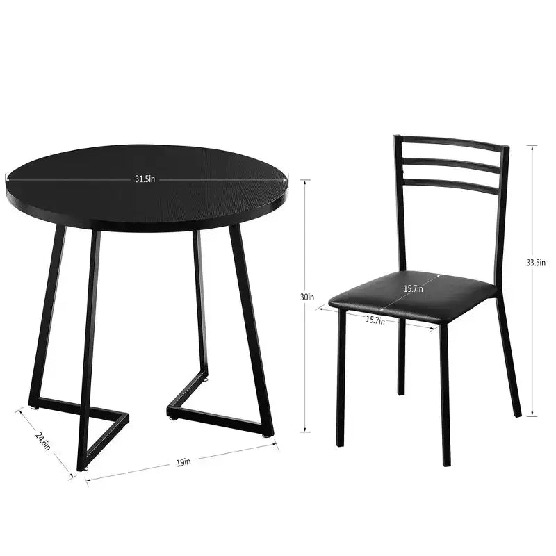 VECELO 3-Piece Dining Table Set, 30 in. H Modern Round Wood Top Accent Table and Chairs for Room and Small Space