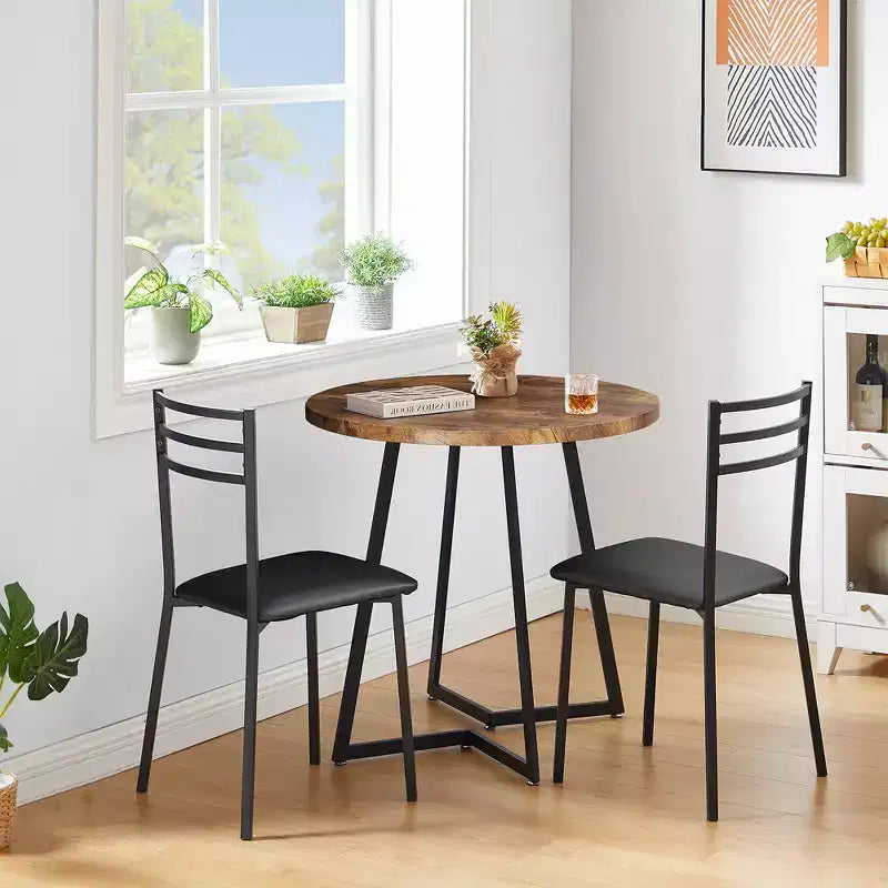 VECELO 3-Piece Dining Table Set, 30 in. H Modern Round Wood Top Accent Table and Chairs for Room and Small Space