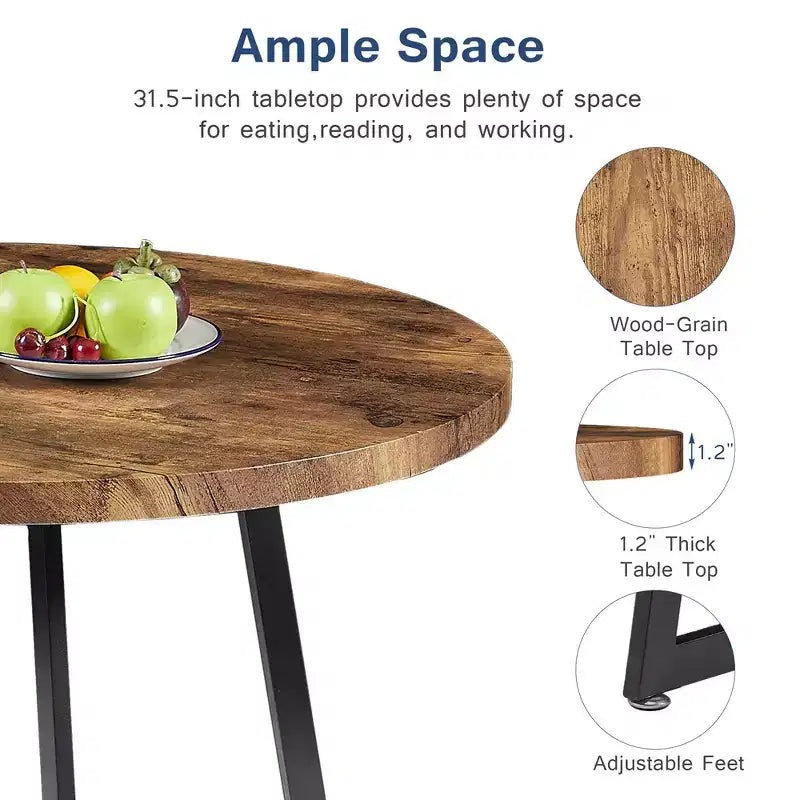 VECELO 3-Piece Dining Table Set, 30 in. H Modern Round Wood Top Accent Table and Chairs for Room and Small Space
