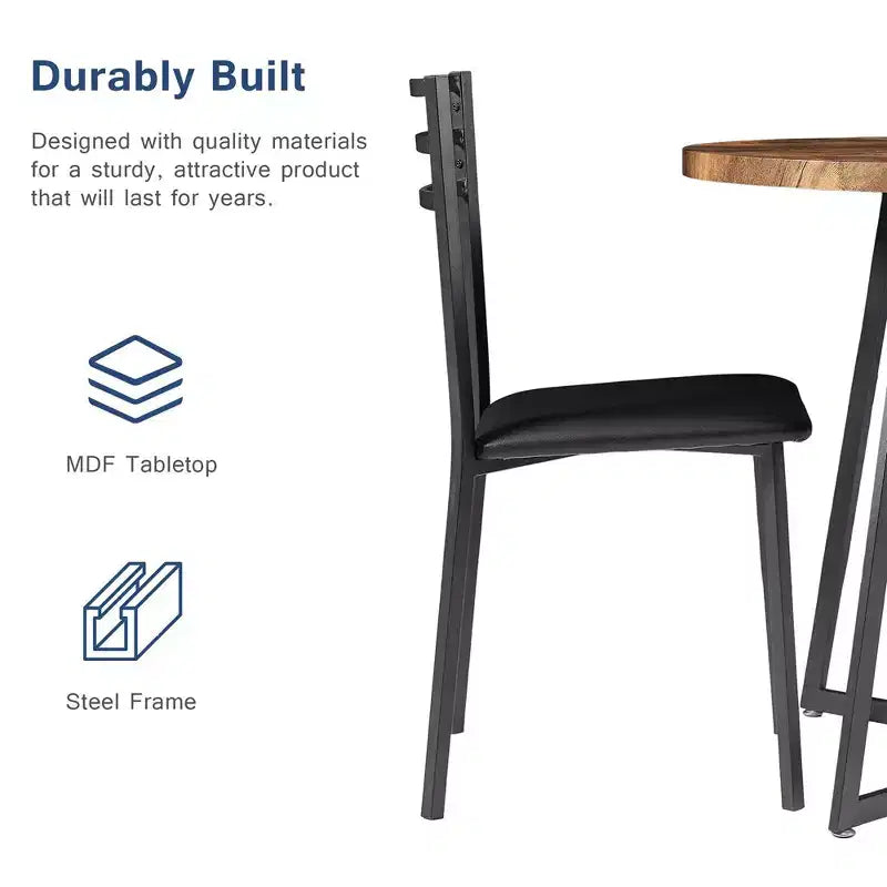 VECELO 3-Piece Dining Table Set, 30 in. H Modern Round Wood Top Accent Table and Chairs for Room and Small Space